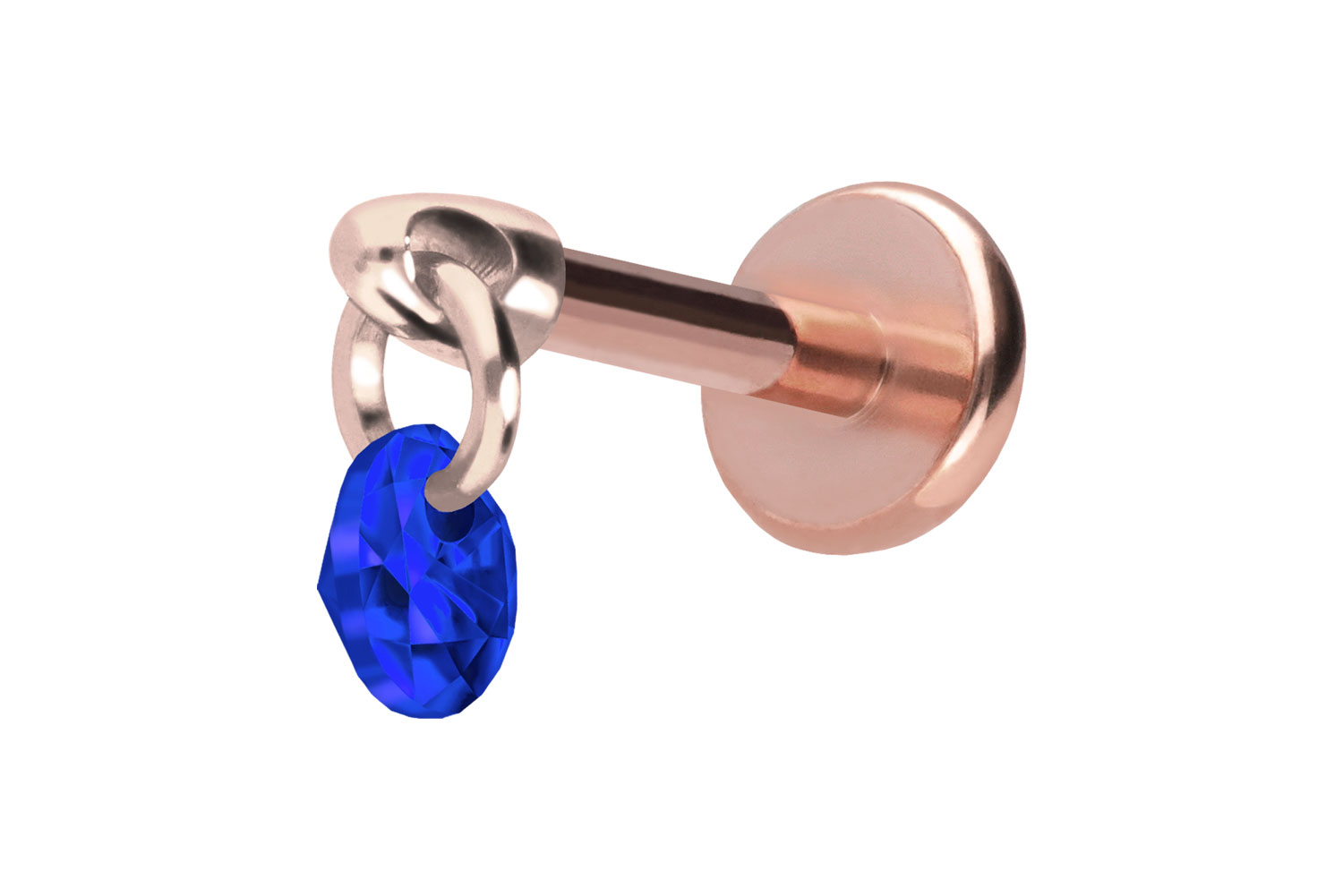 Titan Labret Piercing mit Push Fit RUNDER KRISTALL